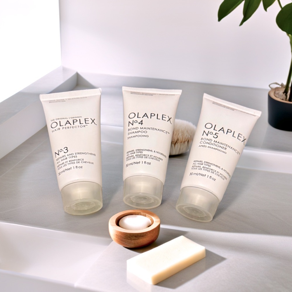 OLAPLEX No.3, No.4, & No.5 Hair Perfector, Shampoo & Conditioner Travel Size Set